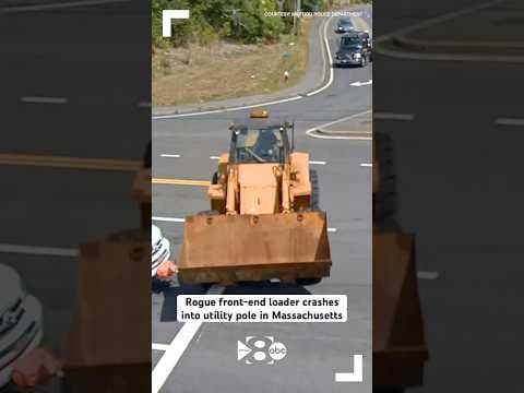 Rogue front-end loader crashes into utility pole in Massachusetts