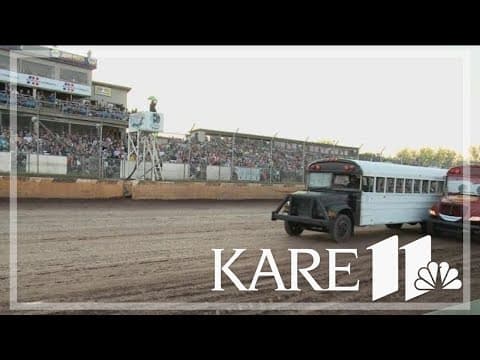 Battle of the buses at Cedar Lake Speedway