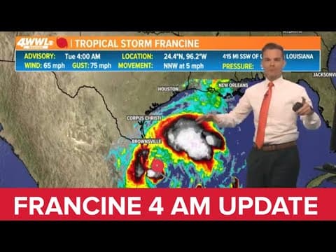 Tropical Storm Francine 4 AM Tuesday update: Louisiana landfall Wednesday