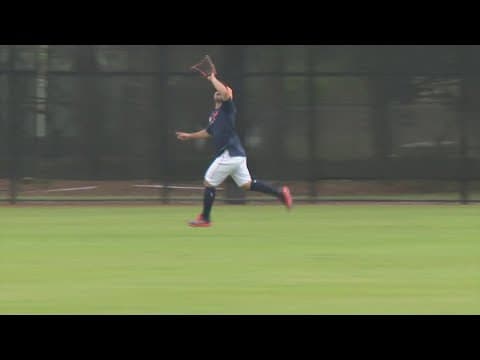 Jose Altuve takes outfield reps on his first day at Astros camp