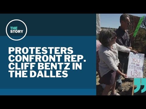 Congressman Cliff Bentz confronted by angry protesters during visit to The Dalles