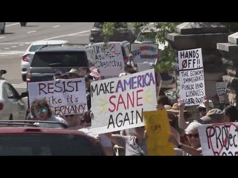 Hundreds gather in downtown Knoxville as part of national protests against the Trump administration