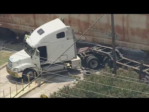 Crash involving train and 18-wheeler blocks intersections in Downtown Forney, officials say