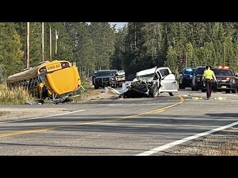 School bus crash near Hibbing at least 14 injured