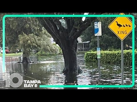 Roads closed as storms move through Tampa Bay area, causing flooding risk