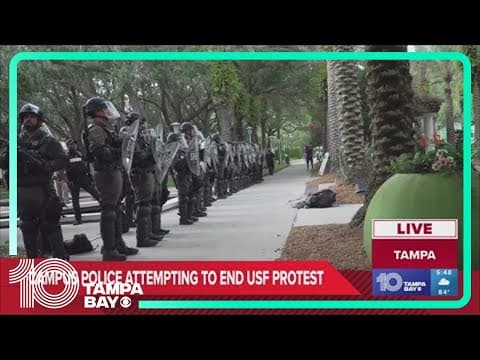 Tear gas deployed at USF as pro-Palestinian protesters clash with law enforcement