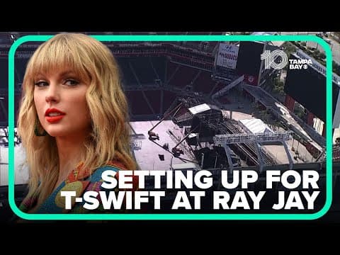 Crews set up Taylor Swift's stage at Raymond James Stadium