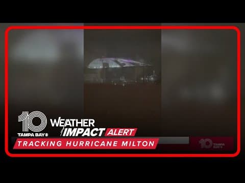 Roof of Tropicana Field damaged due to Hurricane Milton