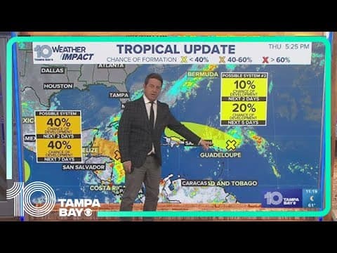 Tracking the Tropics: Disturbances in the Atlantic have 40% chance of development in the next week,