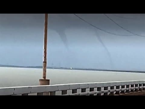 Double water spouts over Lake Pontchartrain