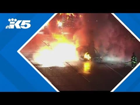 Fiery crash on I-5 in Milton