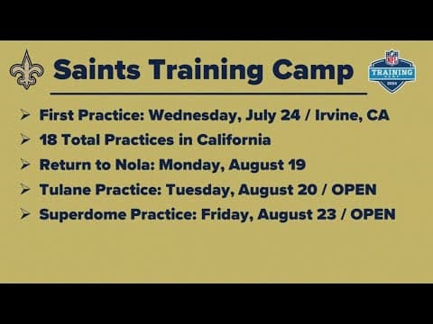 Saints to host 2 open practices in New Orleans following California training camp
