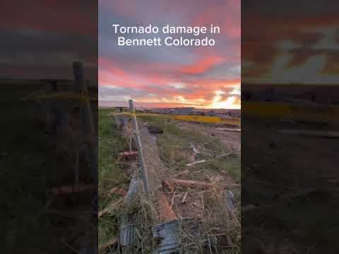 Tornado damage in Bennett, Colorado