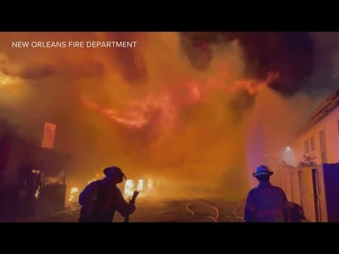 Video: NOFD battles four-alarm fire, two homes destroyed, two others damaged