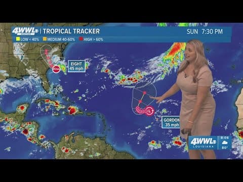 Sunday 8PM Tropical Update: Gordon weakens in open Atlantic, PTC 8 forms off Southeast Coast