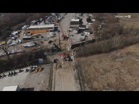 Crews demolish Washington Street Bridge on Indy's near west side