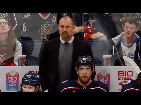 Blue Jackets general manager holds press conference following the firing of head coach Brad Larsen