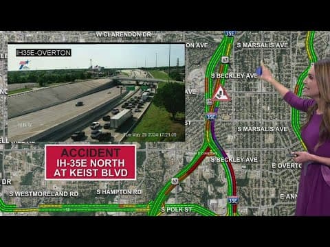 Crash causes closure at I-35E North at Kiest Boulevard in southern Dallas Tuesday afternoon