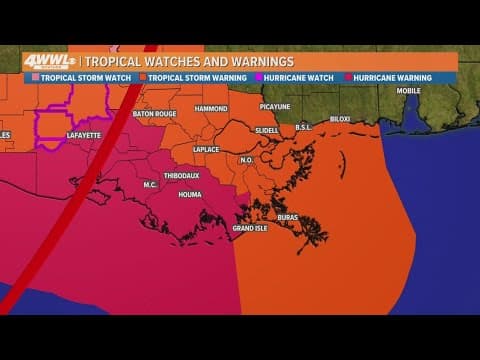 Tuesday 7am Tropical Update: Hurricane Warnings now issued for coastal Louisiana parishes