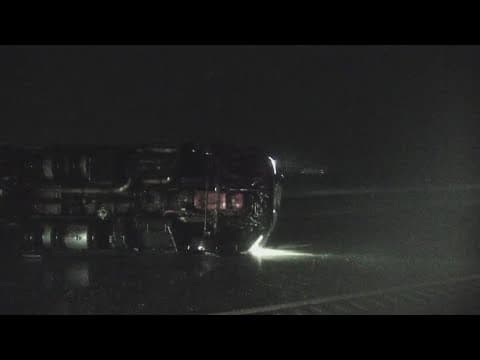 DFW weather: High winds overturn 18 wheeler on North Texas highway