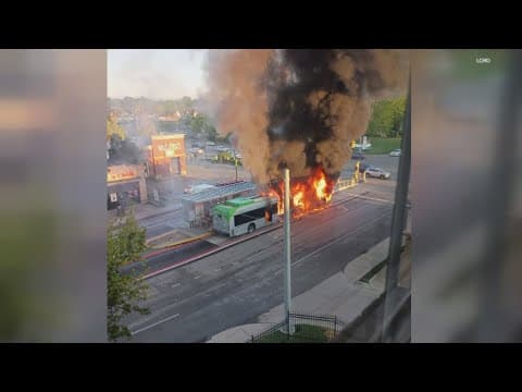 2 injured after IndyGo bus catches fire on city's near north side
