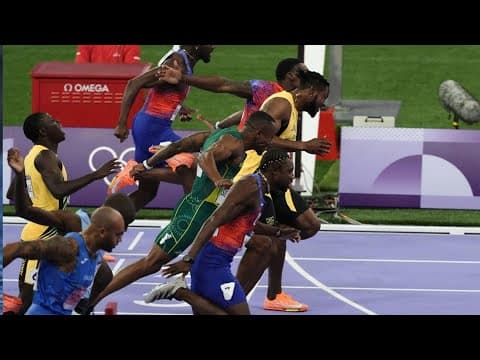 Noah Lyles talk about winning Olympic thriller in 100-meter sprint