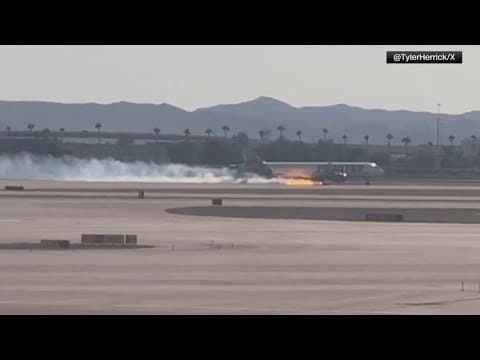 Frontier flight catches fire after landing in Las Vegas