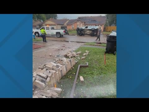 USPS vehicle flipped by tornado as swift twister surprises SW Houston neighborhood