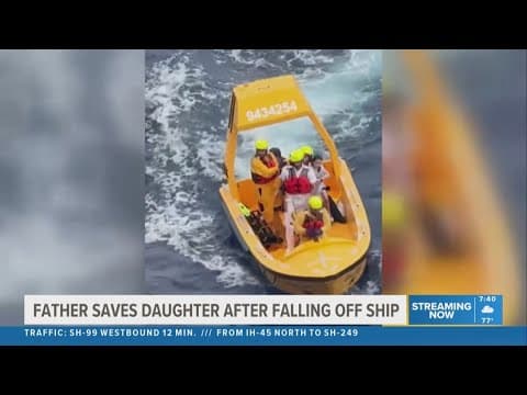 Video captures rescue after father jumps from cruise ship to rescue daughter who fell off