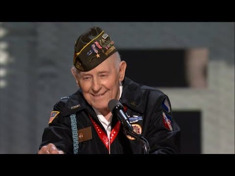 WWII Veteran Sergeant William Pekrul speaks at RNC 2024
