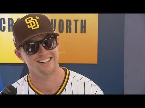 Jake Cronenworth talks to the media before 2022 All-Star Game