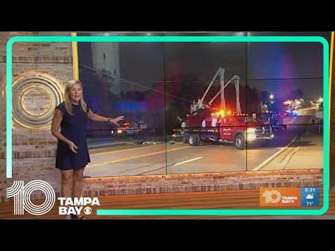 Part of Tampa street shut down after crash damages TECO pole