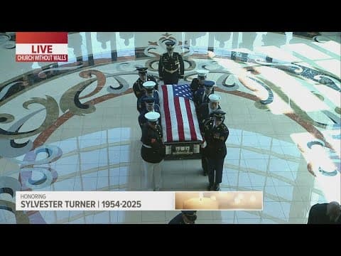 Pall bearers carry former Houston Mayor Sylvester Turner's casket into church for funeral service