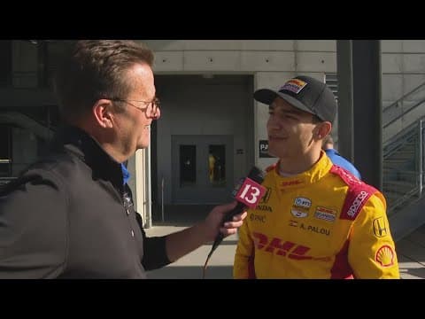 Alex Palou talks with Dave Calabro after winning the Sonsio Grand Prix