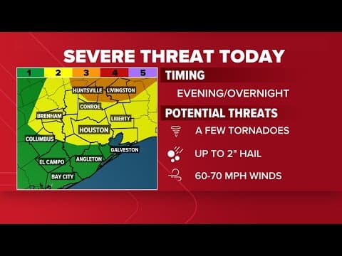 Meteorologist Pat Cavlin tracking potential for strong to severe storms in Houston area