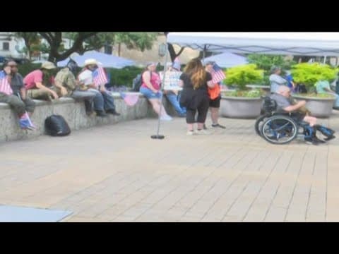 Protestors gather for 'No Kings' protest in Houston in response to President Trump's policies