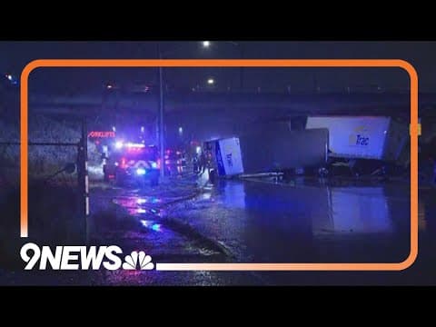 Semi rollover closes road in Commerce City