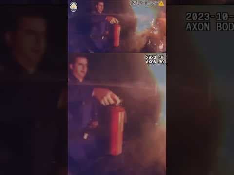 Body cam video shows police rescue man from burning car fire #news #bodycam #police