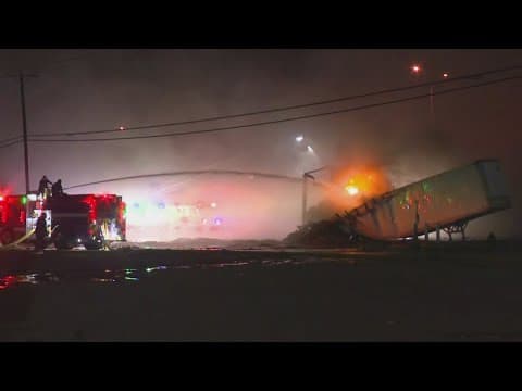 18-wheeler catches fire near Belt Line Rd overnight