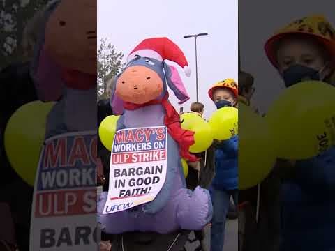 Macy's workers striking in Lynnwood, Tukwila and Bellingham over 'unfair labor practices' #shorts