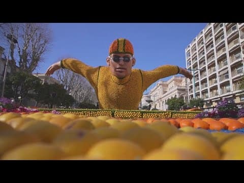 French city hosts Carnival style parade with floats made of lemons and oranges