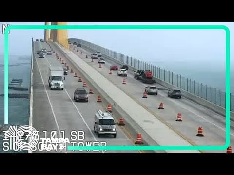 Live look: Monitoring the Sunshine Skyway Bridge amid wind advisory in Tampa Bay region