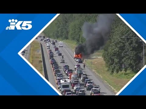 Fire crews respond to motorhome fire along I-5 in Marysville
