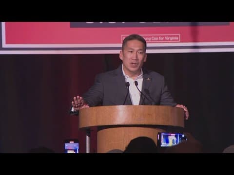 Hung Cao talked to voters after Kaine's projected victory