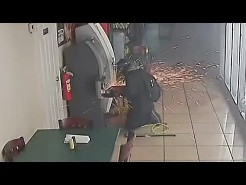 It took so long for burglar to saw into ATM that he pulled up a chair