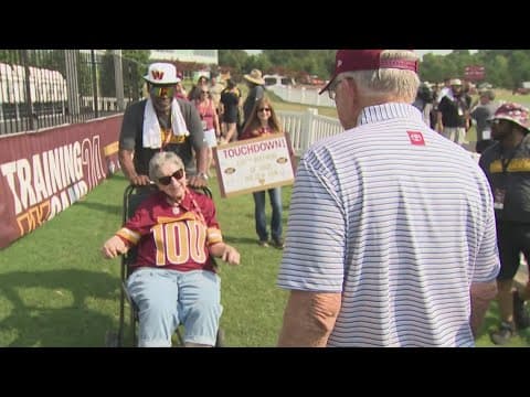 Commanders Super Fan celebrates 100 years around the sun with her favorite team