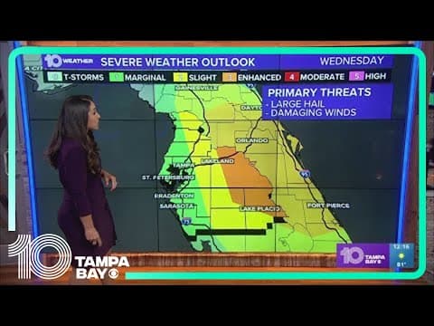 Large hail possible in Polk County, Central Florida for Wednesday afternoon