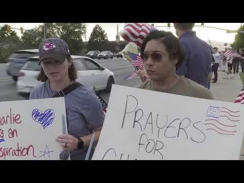 People gather outside Utah hospital where Charlie Kirk was pronounced dead