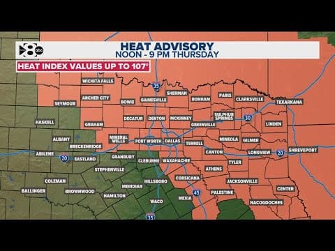 DFW Weather: Heat advisory issued for some parts of North Texas on Thursday