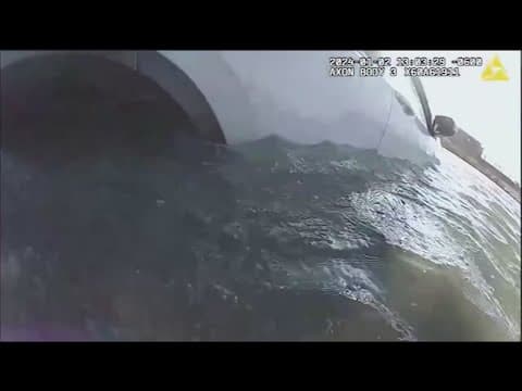 Police officers rescue family from pond in Illinois